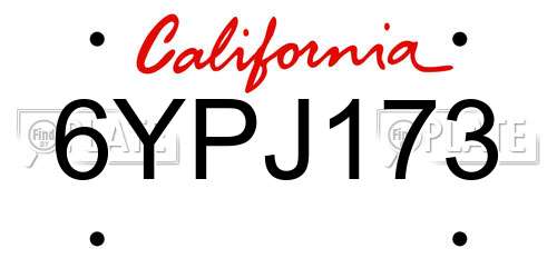 6YPJ173 California License Plate