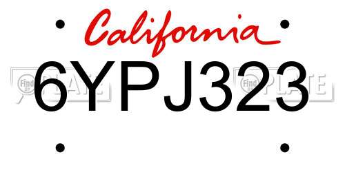 6YPJ323 California License Plate