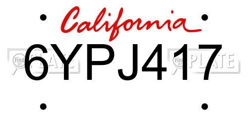6YPJ417 California License Plate