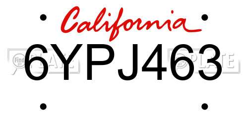 6YPJ463 California License Plate