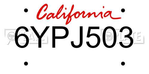 6YPJ503 California License Plate
