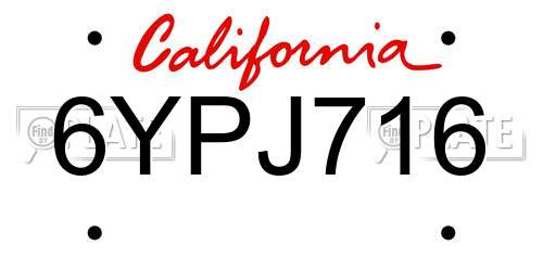 6YPJ716 California License Plate
