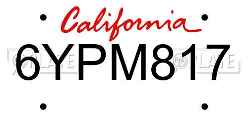 6YPM817 California License Plate