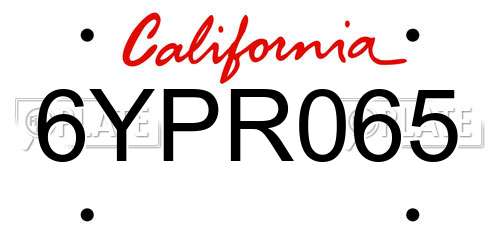 6YPR065 California License Plate