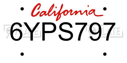 6YPS797 California License Plate