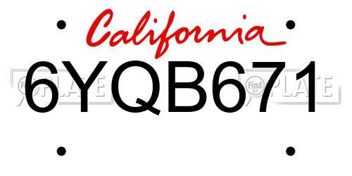 6YQB671 California License Plate