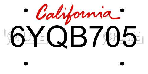 6YQB705 California License Plate