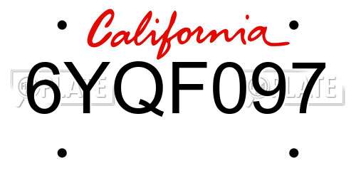 6YQF097 California License Plate