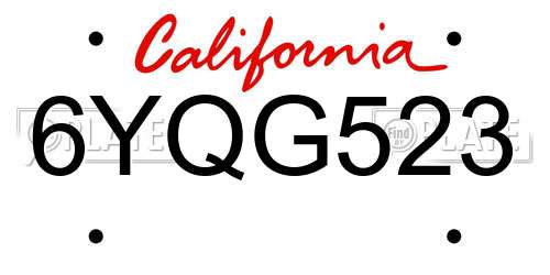 6YQG523 California License Plate