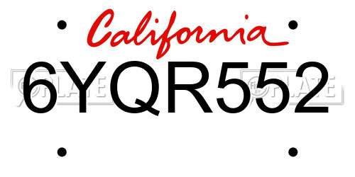 6YQR552 California License Plate