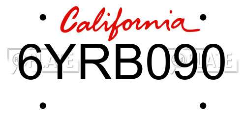 6YRB090 California License Plate