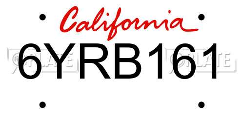 6YRB161 California License Plate