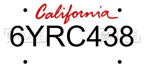 6YRC438 California License Plate