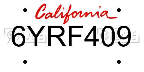 6YRF409 California License Plate