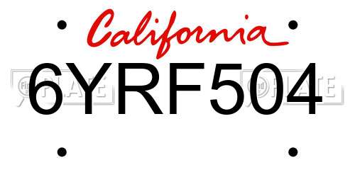 6YRF504 California License Plate