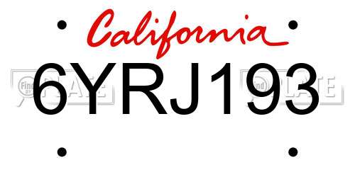 6YRJ193 California License Plate
