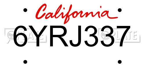 6YRJ337 California License Plate