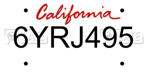 6YRJ495 California License Plate