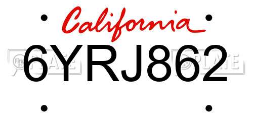6YRJ862 California License Plate