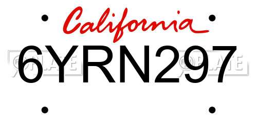 6YRN297 California License Plate