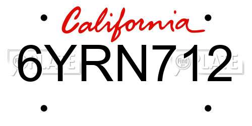 6YRN712 California License Plate
