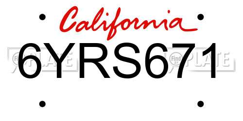 6YRS671 California License Plate