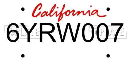 6YRW007 California License Plate