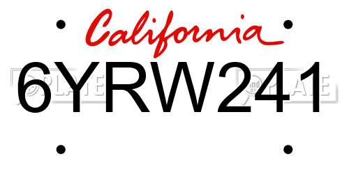 6YRW241 California License Plate