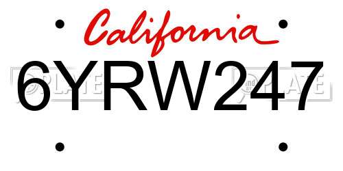 6YRW247 California License Plate