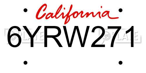 6YRW271 California License Plate