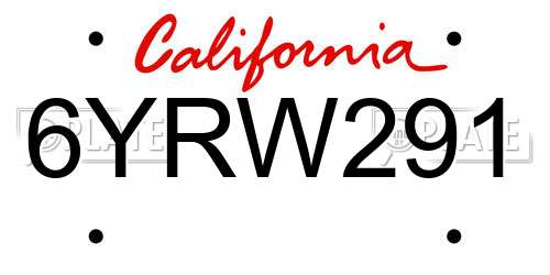 6YRW291 California License Plate