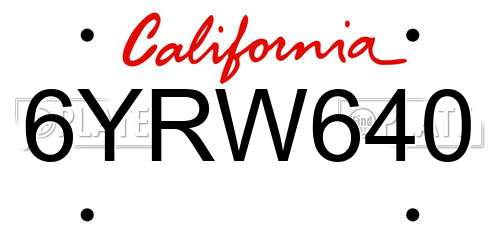 6YRW640 California License Plate