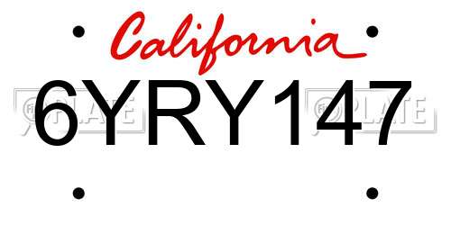 6YRY147 California License Plate