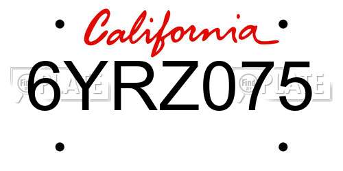 6YRZ075 California License Plate