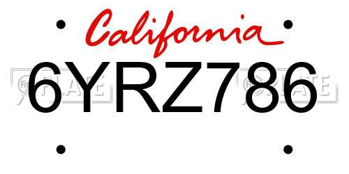 6YRZ786 California License Plate