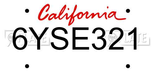 6YSE321 California License Plate