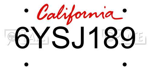 6YSJ189 California License Plate