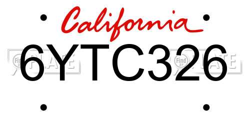 6YTC326 California License Plate