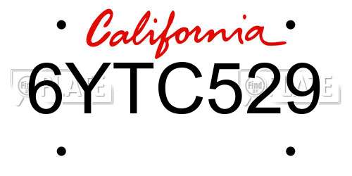 6YTC529 California License Plate