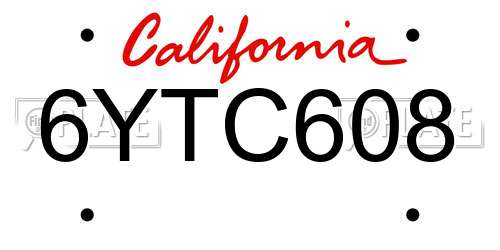6YTC608 California License Plate