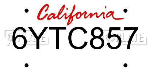 6YTC857 California License Plate