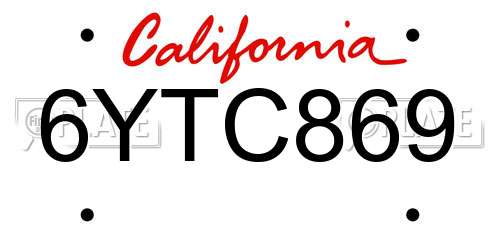6YTC869 California License Plate