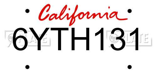6YTH131 California License Plate