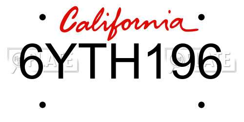 6YTH196 California License Plate