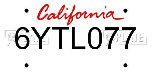 6YTL077 California License Plate