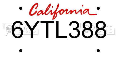 6YTL388 California License Plate