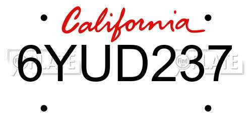 6YUD237 California License Plate