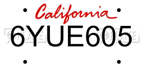 6YUE605 California License Plate