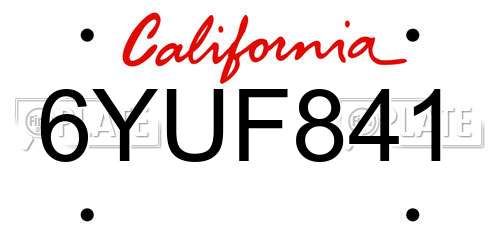 6YUF841 California License Plate