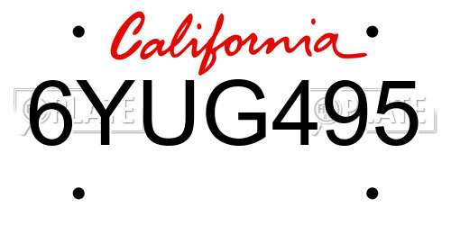 6YUG495 California License Plate